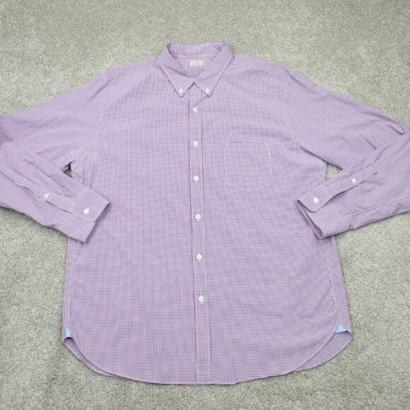 J. Crew Shirt Adult XL (17-17 1/2) Red/Blue/White Checkered 2 Ply Cotton L/S - Picture 1 of 12